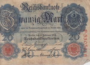 20 REICHSMARK GERMAN BANKNOTE REF 213 - WORLD BANKNOTES - Cambridgeshire Coins