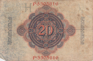 20 REICHSMARK GERMAN BANKNOTE REF 213 - WORLD BANKNOTES - Cambridgeshire Coins