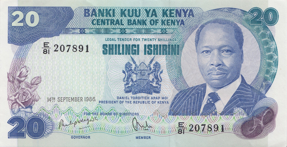 20 SHILLINGS BANKI KUU YA KENYA KENYAN BANKNOTE REF 445 - World Banknotes - Cambridgeshire Coins