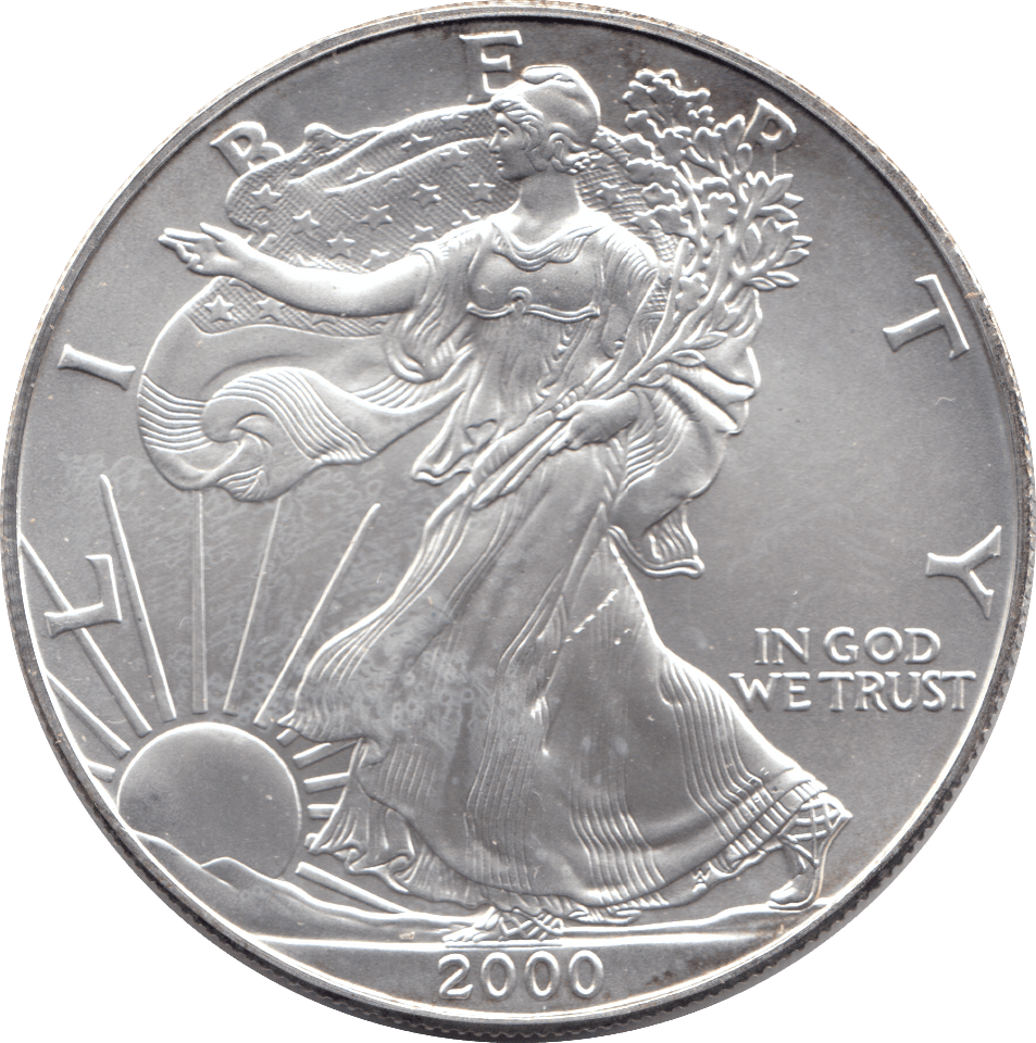 2000 AMERICAN EAGLE SILVER DOLLAR USA - SILVER WORLD COINS - Cambridgeshire Coins
