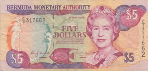 2000 BERMUDA MONETARY AUTHORITY FIVE DOLLAR BANKNOTE REF 1526 - World Banknotes - Cambridgeshire Coins