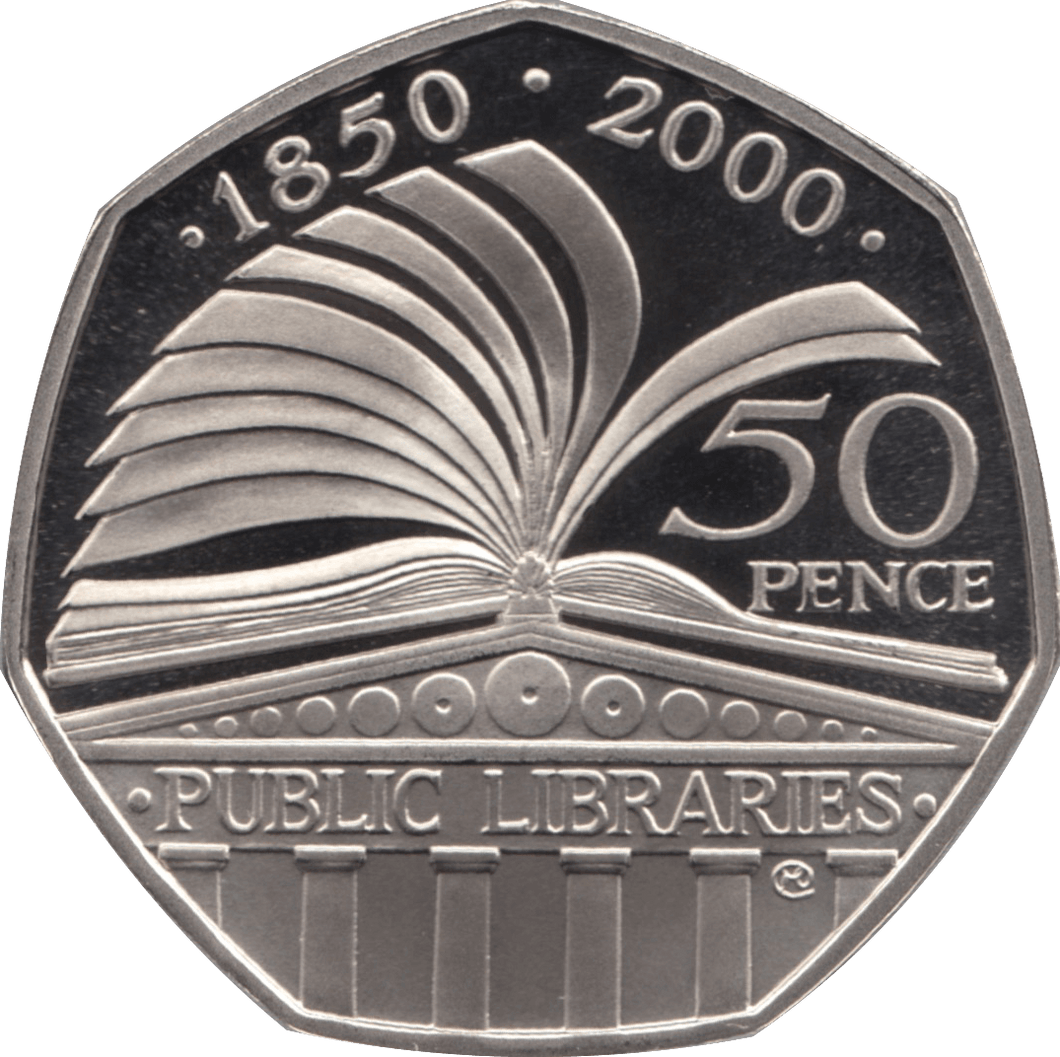 2000 FIFTY PENCE PROOF PUBLIC LIBRARIES ANNIVERSARY - 50p Proof - Cambridgeshire Coins