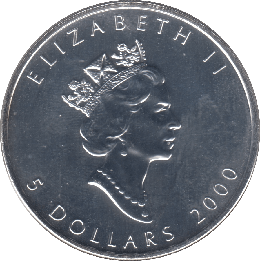 2000 FINE SILVER MAPLE 5 DOLLAR CANADA - SILVER WORLD COINS - Cambridgeshire Coins