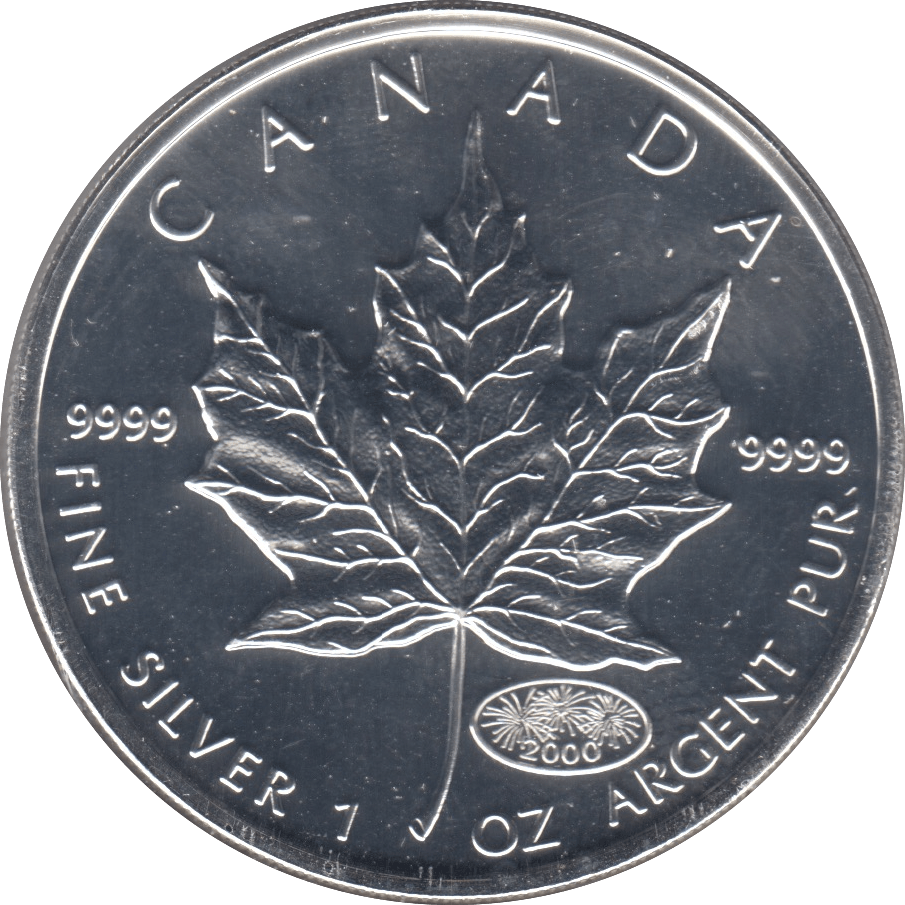 2000 FINE SILVER MAPLE 5 DOLLAR CANADA - SILVER WORLD COINS - Cambridgeshire Coins