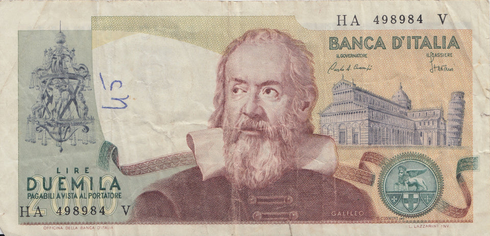 2000 LIRE BANCA D'ITALIA ITALIAN BANKNOTE REF 434 - World Banknotes - Cambridgeshire Coins