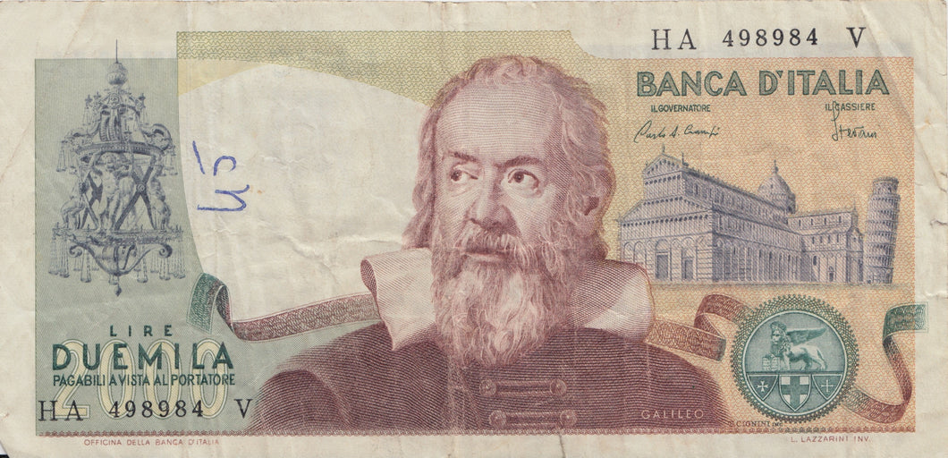 2000 LIRE BANCA D'ITALIA ITALIAN BANKNOTE REF 434 - World Banknotes - Cambridgeshire Coins