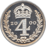 2000 MAUNDY FOURPENCE ( PROOF ) - Maundy Coins - Cambridgeshire Coins