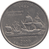 2000 QUARTER DOLLAR VIRGINIA USA - WORLD COINS - Cambridgeshire Coins