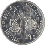 2000 SILVER PROOF 10 DOLLARS 2 PIECE SILVER SAMOA 925 SILVER - SILVER WORLD COINS - Cambridgeshire Coins