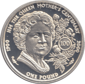 2000 SILVER PROOF QUEEN MOTHERS CENTENARY ONE POUND GUERNSEY .925 SILVER - Silver Proof - Cambridgeshire Coins