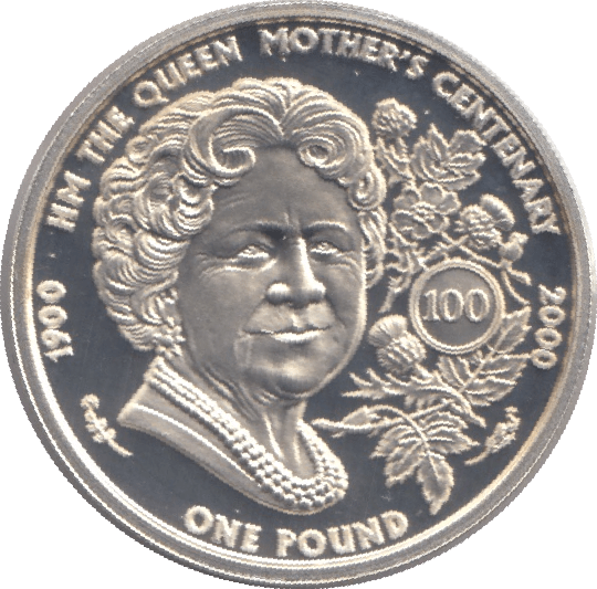 2000 SILVER PROOF QUEEN MOTHERS CENTENARY ONE POUND GUERNSEY .925 SILVER - Silver Proof - Cambridgeshire Coins