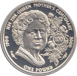 2000 SILVER PROOF QUEEN MOTHERS CENTENARY ONE POUND GUERNSEY .925 SILVER - Silver Proof - Cambridgeshire Coins