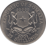 2001 25 SHILLINGS SOMALIA I - WORLD COINS - Cambridgeshire Coins