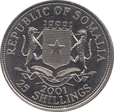 2001 25 SHILLINGS SOMALIA - WORLD COINS - Cambridgeshire Coins
