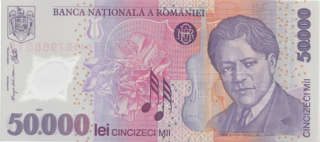 2001 50000 LEI BANKNOTE ROMANIA REF 1091 - World Banknotes - Cambridgeshire Coins