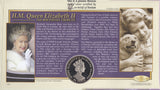 2001 75TH BIRTHDAY TRIBUTE QE II COIN COVER SIGNED BY SIR REX HUNT CC79 - coin covers - Cambridgeshire Coins