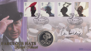 2001 FABULOUS HATS 1 CROWN COIN COVER SIGNED BY CLARE BALDING REF CC27 - coin covers - Cambridgeshire Coins