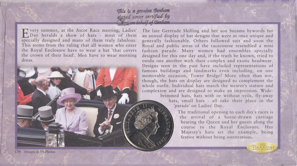 2001 FABULOUS HATS 1 CROWN COIN COVER SIGNED BY CLARE BALDING REF CC27 - coin covers - Cambridgeshire Coins