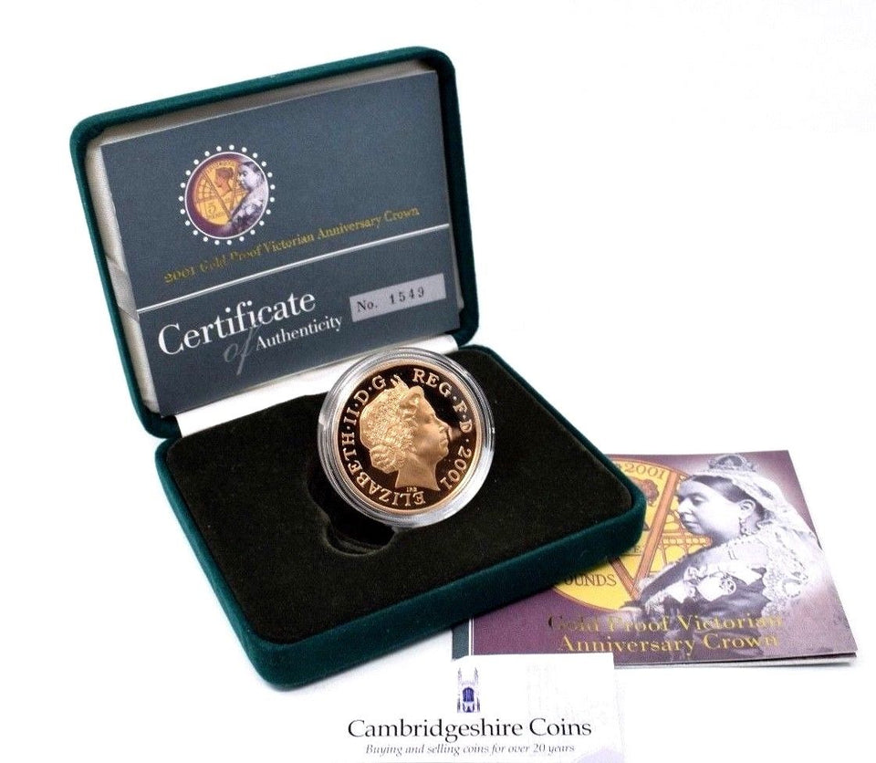 2001 Gold Proof £5 Crown Victorian Anniversary Royal Mint - £5 Gold Proof - Cambridgeshire Coins