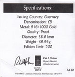 2001 GUERNSEY 22CT GOLD PROOF MONARCHS OF THE 19TH CENTURY £5 COA - £5 Gold Proof - Cambridgeshire Coins