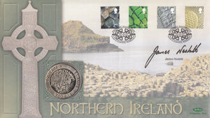 2001 NORTHERN IRELAND 25 ECU COIN COVER SIGNED BY JAMES NESBITT REF CC26 - coin covers - Cambridgeshire Coins