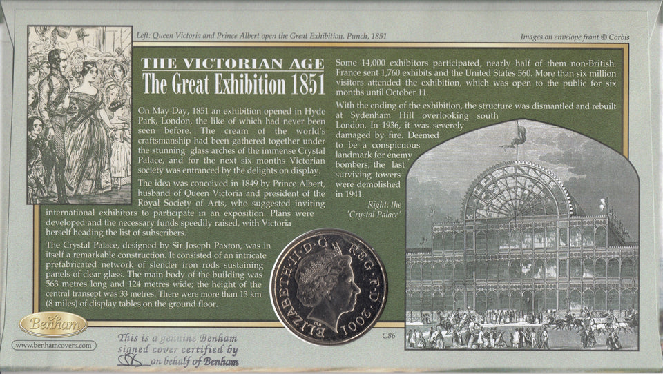 2001 VICTORIAN AGE £5 COIN COVER SIGNED BY PAUL ATTERBURY REF CC30 - coin covers - Cambridgeshire Coins