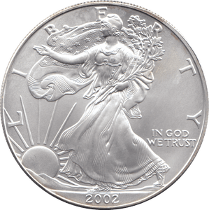 2002 AMERICAN EAGLE SILVER DOLLAR USA - SILVER WORLD COINS - Cambridgeshire Coins