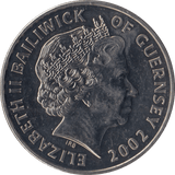 2002 BRILLIANT UNCIRCULATED GOLDEN JUBILEE FIVE POUND GUERNSEY - WORLD COINS - Cambridgeshire Coins