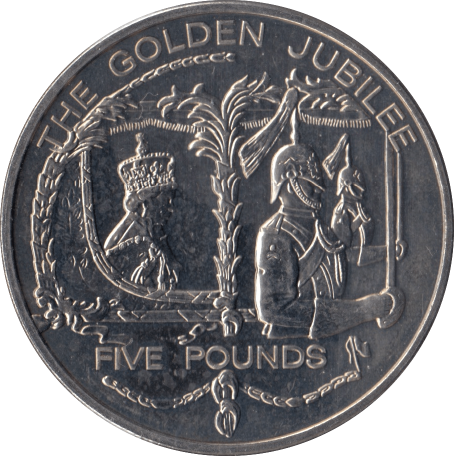 2002 BRILLIANT UNCIRCULATED GOLDEN JUBILEE FIVE POUND GUERNSEY - WORLD COINS - Cambridgeshire Coins