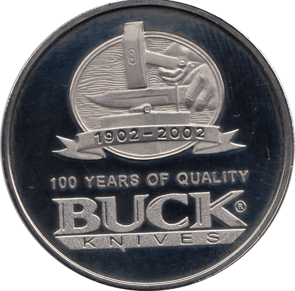 2002 BUCK KNIVES SILVER MEDALLION - SILVER WORLD COINS - Cambridgeshire Coins