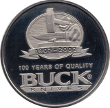 2002 BUCK KNIVES SILVER MEDALLION - SILVER WORLD COINS - Cambridgeshire Coins