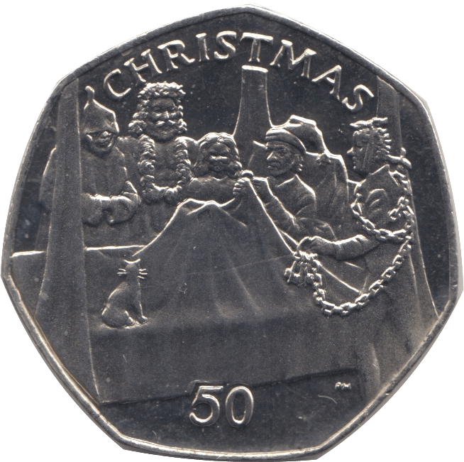 2002 CHRISTMAS PROOF 50P SCROOGE ISLE OF MAN - 50P CHRISTMAS - Cambridgeshire Coins