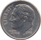 2002 ONE DIME USA PHILADELPHIA MINT - SILVER WORLD COINS - Cambridgeshire Coins