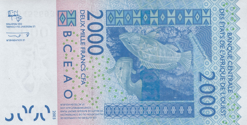 2003 2000 FRANCS BANKNOTE CENTRAL WEST AFRICA BANK REF 1107 - World Banknotes - Cambridgeshire Coins