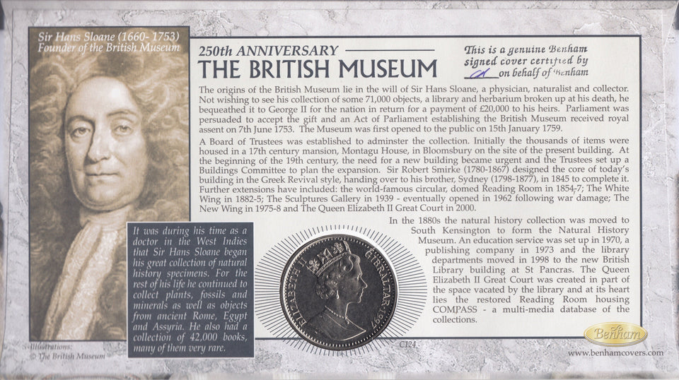 2003 250TH ANNIVERSARY BRITISH MUSEUM 1 CROWN COIN COVER SIGNED BY JULIAN RICHARDS CC78 - coin covers - Cambridgeshire Coins