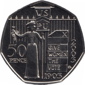 2003 FIFTY PENCE 50P BRILLIANT UNCIRCULATED SUFFRAGETTE BU - 50p BU - Cambridgeshire Coins