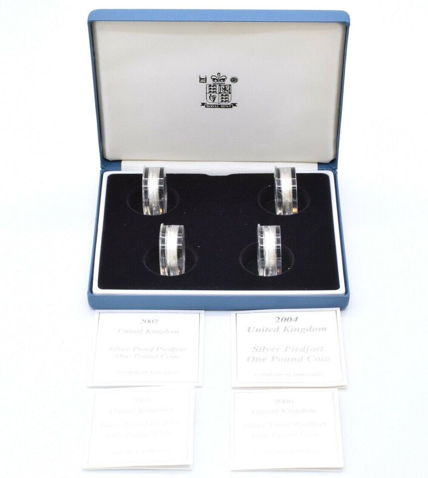 2004 - 2007 Silver Proof 4 Coin Piedfort Set £1 Box COA Bullion One Pound Mint - Silver Proof Piedfort - Cambridgeshire Coins