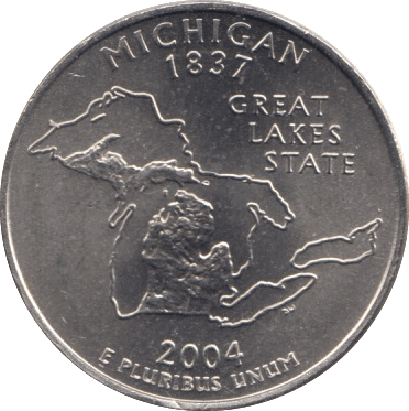 2004 QUARTER DOLLAR MICHIGAN USA - WORLD COINS - Cambridgeshire Coins