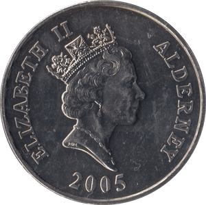 2005 BRILLIANT UNCIRCULATED PRINCE HENRY FIVE POUND COIN ALDERNEY - WORLD COINS - Cambridgeshire Coins