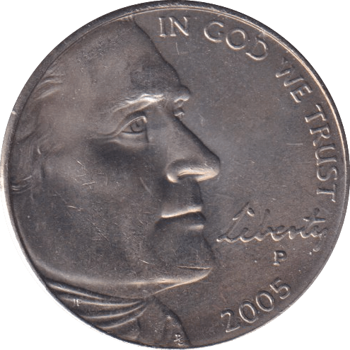 2005 FIVE CENTS USA - WORLD COINS - Cambridgeshire Coins
