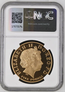 2005 GOLD PROOF ELIZABETH II BATTLE OF TRAFALGAR £5 (NGC) PF69 ULTRA CAMEO - NGC GOLD COINS - Cambridgeshire Coins