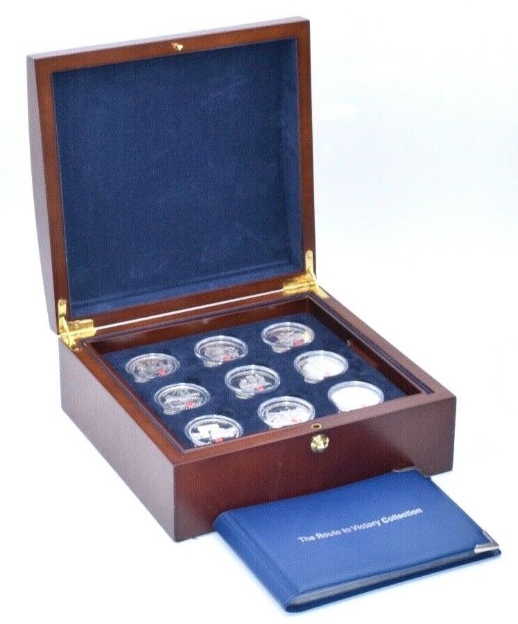 2005 Route To Victory Silver Proof Poppy 18x £5 Coin Collection Poppy Boxed - Silver Proof - Cambridgeshire Coins