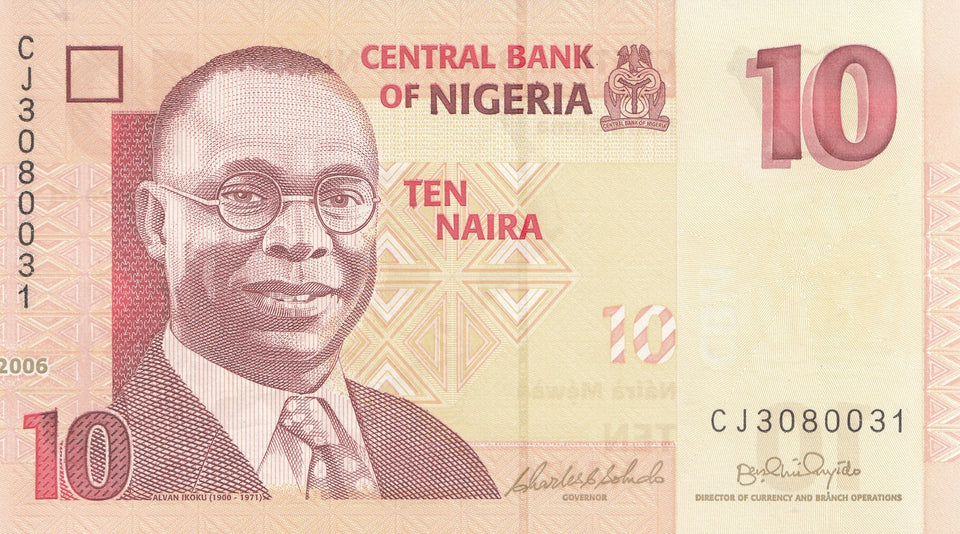 2006 10 NAIRA BANKNOTE NIGERIA REF 1139 - World Banknotes - Cambridgeshire Coins