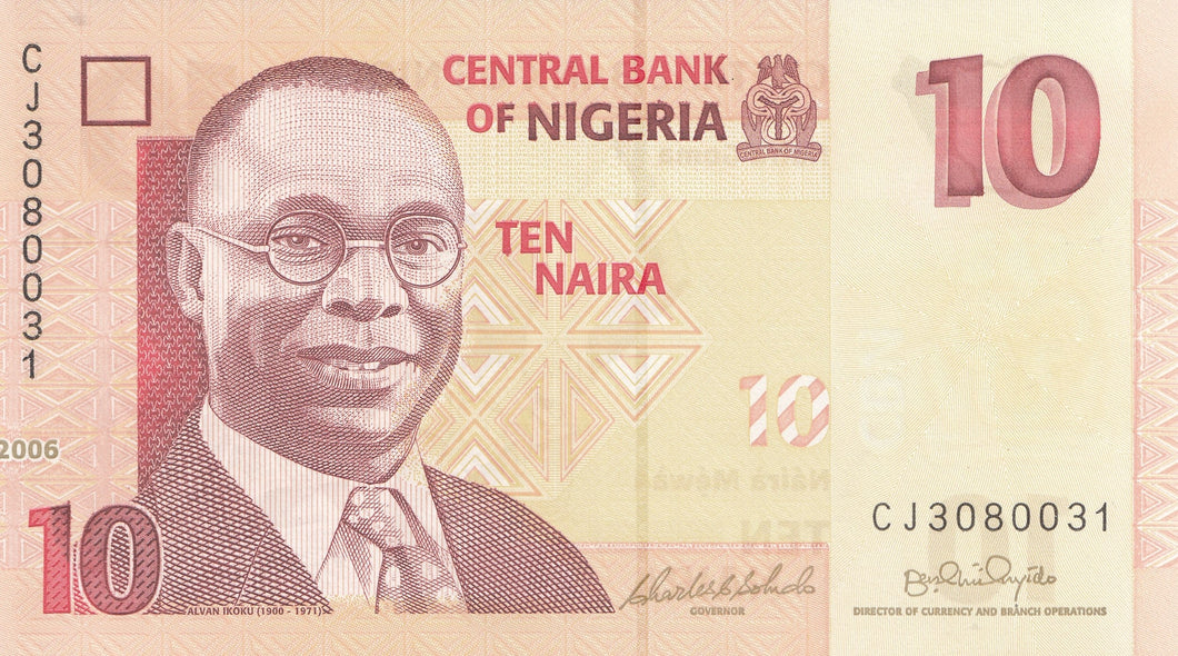 2006 10 NAIRA BANKNOTE NIGERIA REF 1139 - World Banknotes - Cambridgeshire Coins