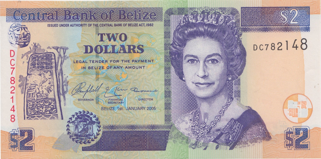 2006 2 DOLLARS BANKNOTE BELIZE REF 592 - World Banknotes - Cambridgeshire Coins