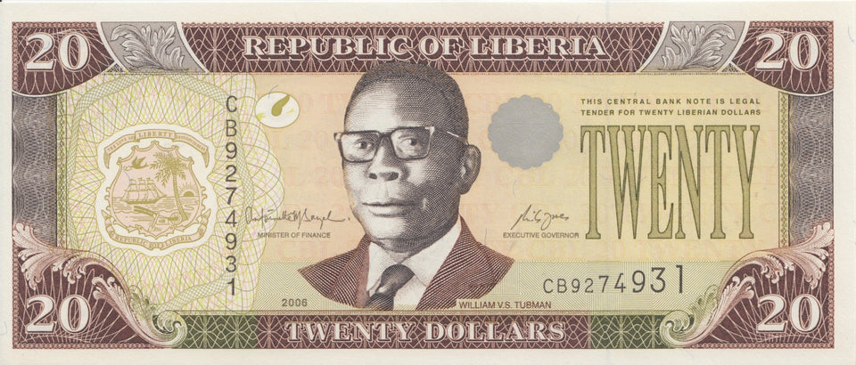 2006 20 DOLLARS BANKNOTE LIBERIA REF 869 - World Banknotes - Cambridgeshire Coins
