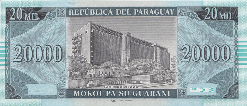 2006 20000 GUARANIES BANKNOTE PARAGUAY REF 1069 - World Banknotes - Cambridgeshire Coins