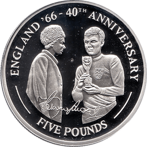 2006 SILVER PROOF GIBRALTAR COMMEMORATIVE COIN 5 POUNDS ENGLAND 66 40TH ANNIVERSARY REF 8 - SILVER PROOF COMMEMORATIVE - Cambridgeshire Coins