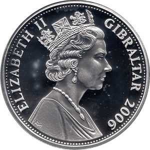 2006 SILVER PROOF GIBRALTAR COMMEMORATIVE COIN 5 POUNDS ENGLAND 66 40TH ANNIVERSARY REF 8 - SILVER PROOF COMMEMORATIVE - Cambridgeshire Coins