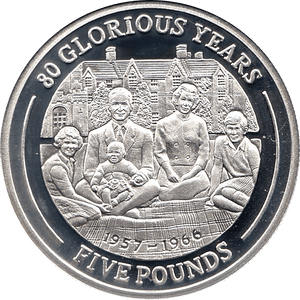 2006 SILVER PROOF GIBRALTAR COMMEMORATIVE COIN FIVE POUNDS QUEEN ELIZABETH II 80TH BIRTHDAY REF 15 - SILVER PROOF COMMEMORATIVE - Cambridgeshire Coins
